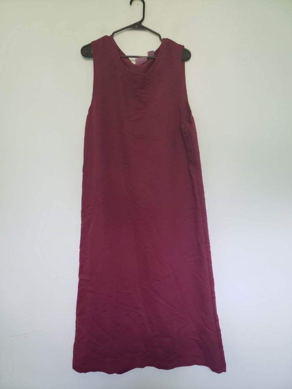 Premier International Womens L Jumper Tank Midi Dress Maroon Modest Embroidered